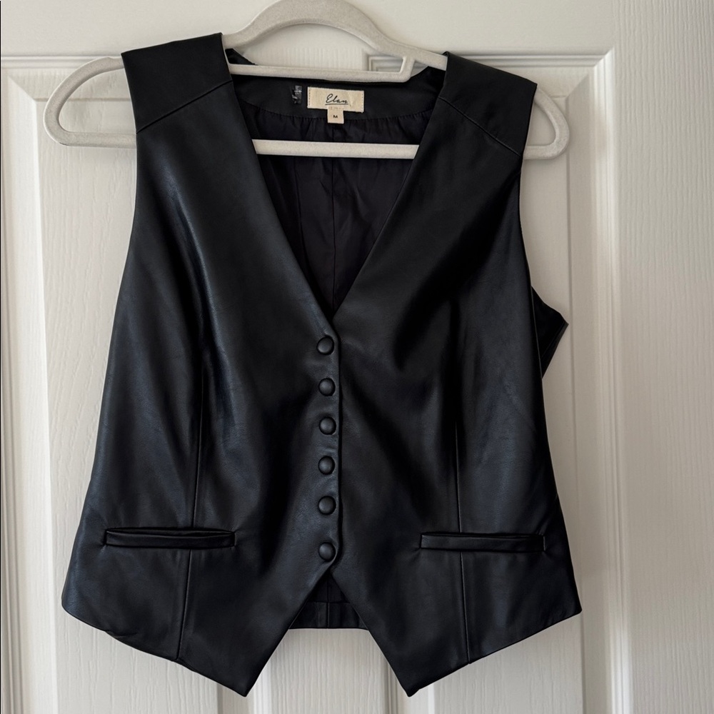 Elan Faux  Black Leather Vest